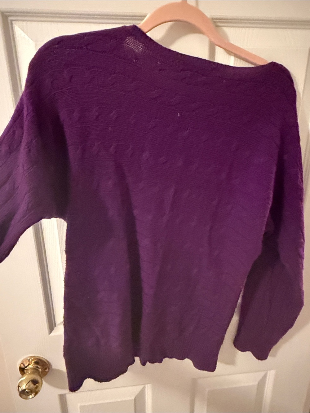 Lauren Ralph Lauren Petite Purple Cable Knit Boatneck Cashmere Blend Sweater PM - Picture 3 of 4